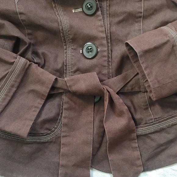 Robert Louis Y2K Chocolate Brown Belted Tench-style Shacket – Size S - Picture 2 of 6